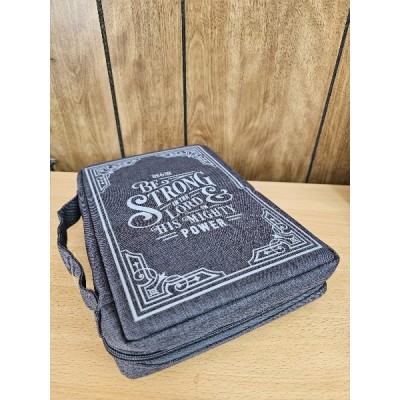 Bible Cover Grey Med Be Strong in The Lord