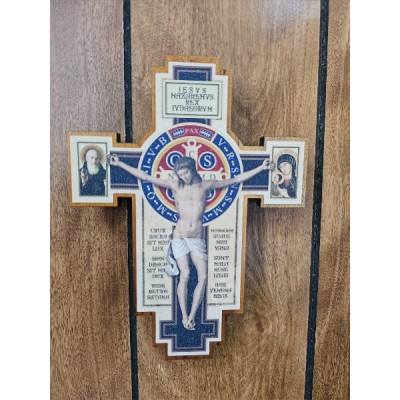 Wooden Picture Crucifix - St Benedict