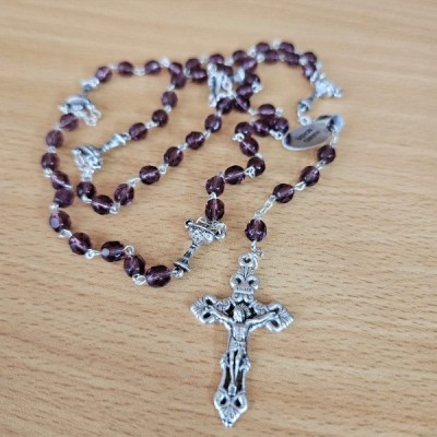 Communion Rosary - Amethyst Cut Glass