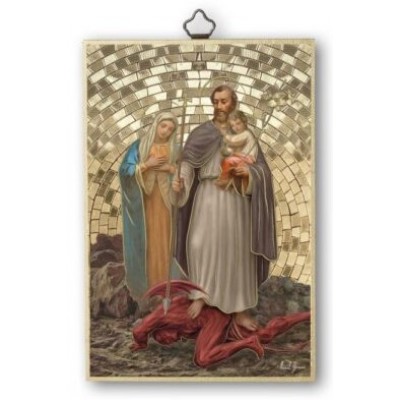 St Joseph Terror of Demons - Mosaic Wood Plaque