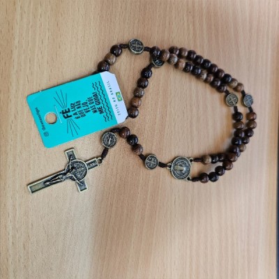 St Benedict Wood Rosary - Fob Link