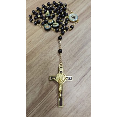 St Benedict Rosary Brown & Gold