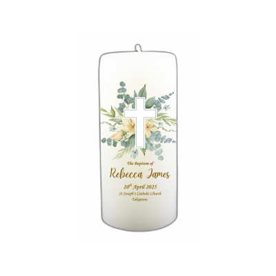 Baptism Candle 14cm: Floral 1