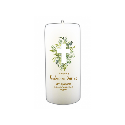 Baptism Candle 14cm: Floral 2