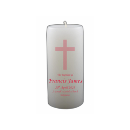 Baptism Candle 14cm: New Pink 1 Baptism Candle 14cm: New Pink 1