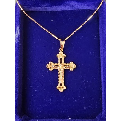 Gold Crucifix 4cm Gold plated chain 44cm