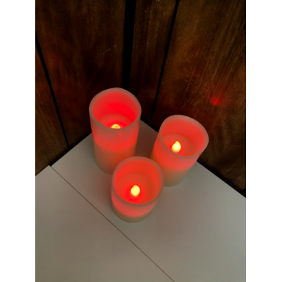 Remote Controlled battery Powered Pillar candles set of 3